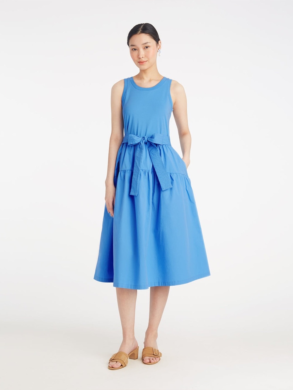 Draper James Lila Mixed Media Dress in Light Blue